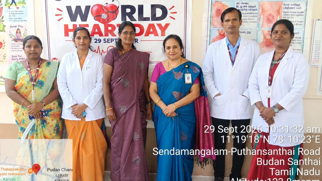 Faculty members and healthcare professionals from Paavai College of Nursing and Research during World Heart Day 2026 observance. Copy
